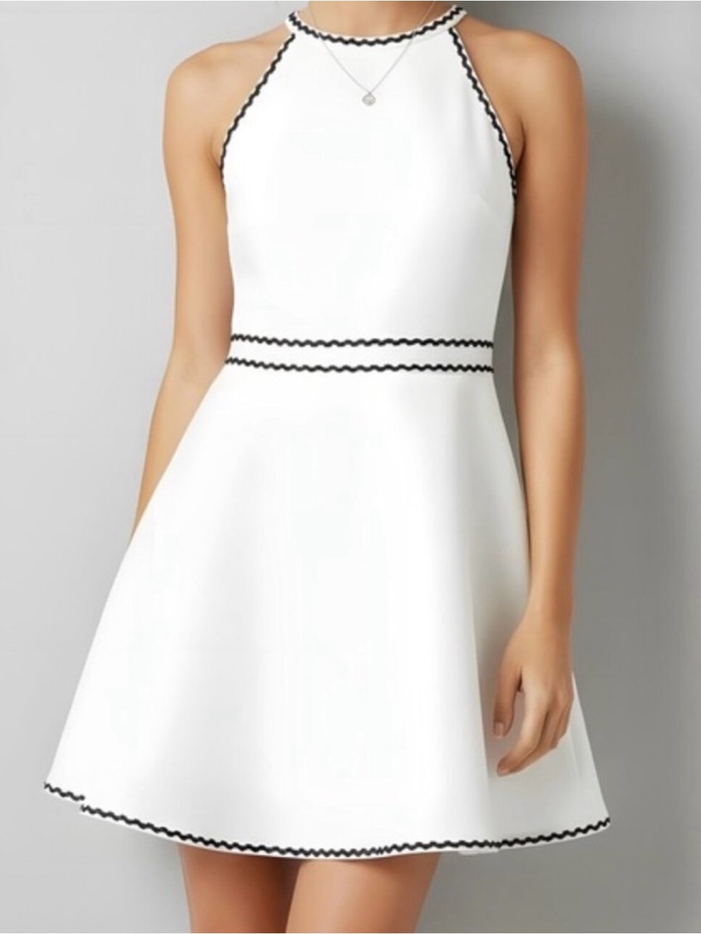 Hill House Billie Tennis Dress in White with Black Ric Rac NWOT